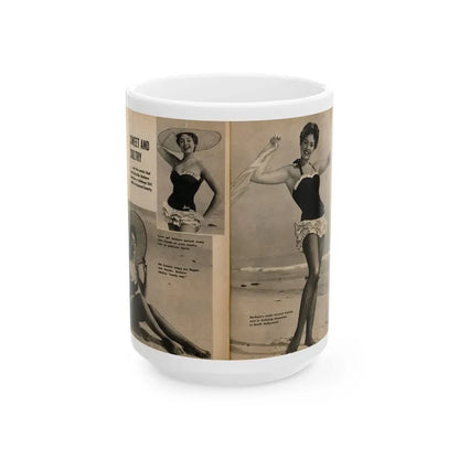 Barbara Darrow #36 - 3 B&W Photos & Captions from Picture Scope Digest Mag. Jan. '57 (Vintage Female Icon) White Coffee Mug 15oz - Go Mug Yourself