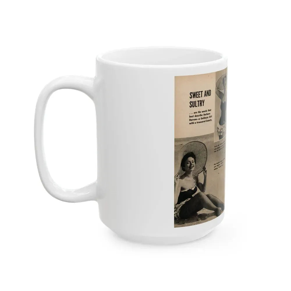 Barbara Darrow #36 - 3 B&W Photos & Captions from Picture Scope Digest Mag. Jan. '57 (Vintage Female Icon) White Coffee Mug - Go Mug Yourself