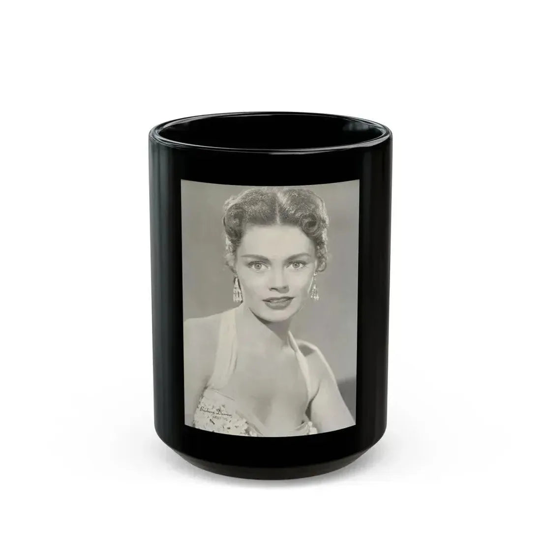 Barbara Darrow #43 (Vintage Female Icon) Black Coffee Mug 15oz - Go Mug Yourself