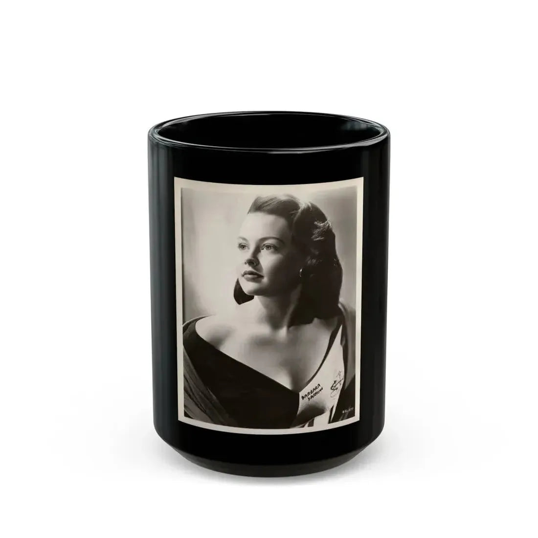 Barbara Darrow #44 - Vintage 8x10 B&W Glamour Portrait Circa Early 50's (Vintage Female Icon) Black Coffee Mug 15oz - Go Mug Yourself