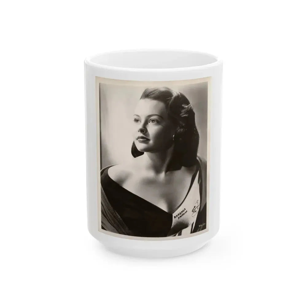 Barbara Darrow #44 - Vintage 8x10 B&W Glamour Portrait Circa Early 50's (Vintage Female Icon) White Coffee Mug 15oz - Go Mug Yourself