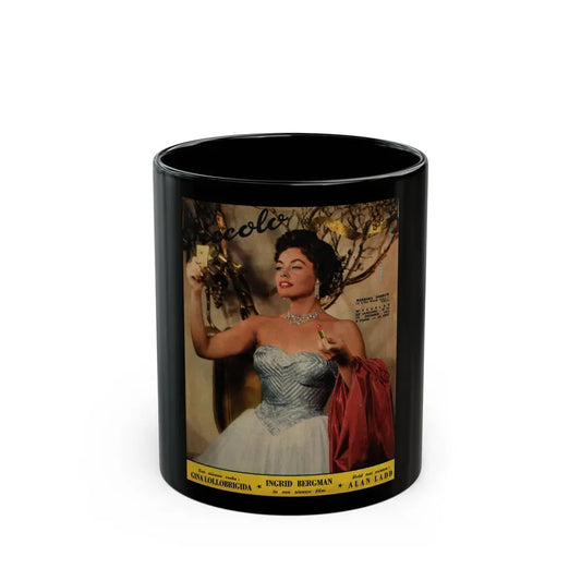Barbara Darrow #45 - Barb on front cover in Color Glamour Photo from Piccolo Dutch Movie Star Mag. 12-19-1954 (Vintage Female Icon) Black Coffee Mug 11oz - Go Mug Yourself