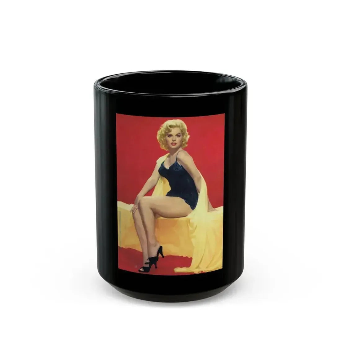 Barbara Lang #30 (Vintage Female Icon) Black Coffee Mug 15oz - Go Mug Yourself