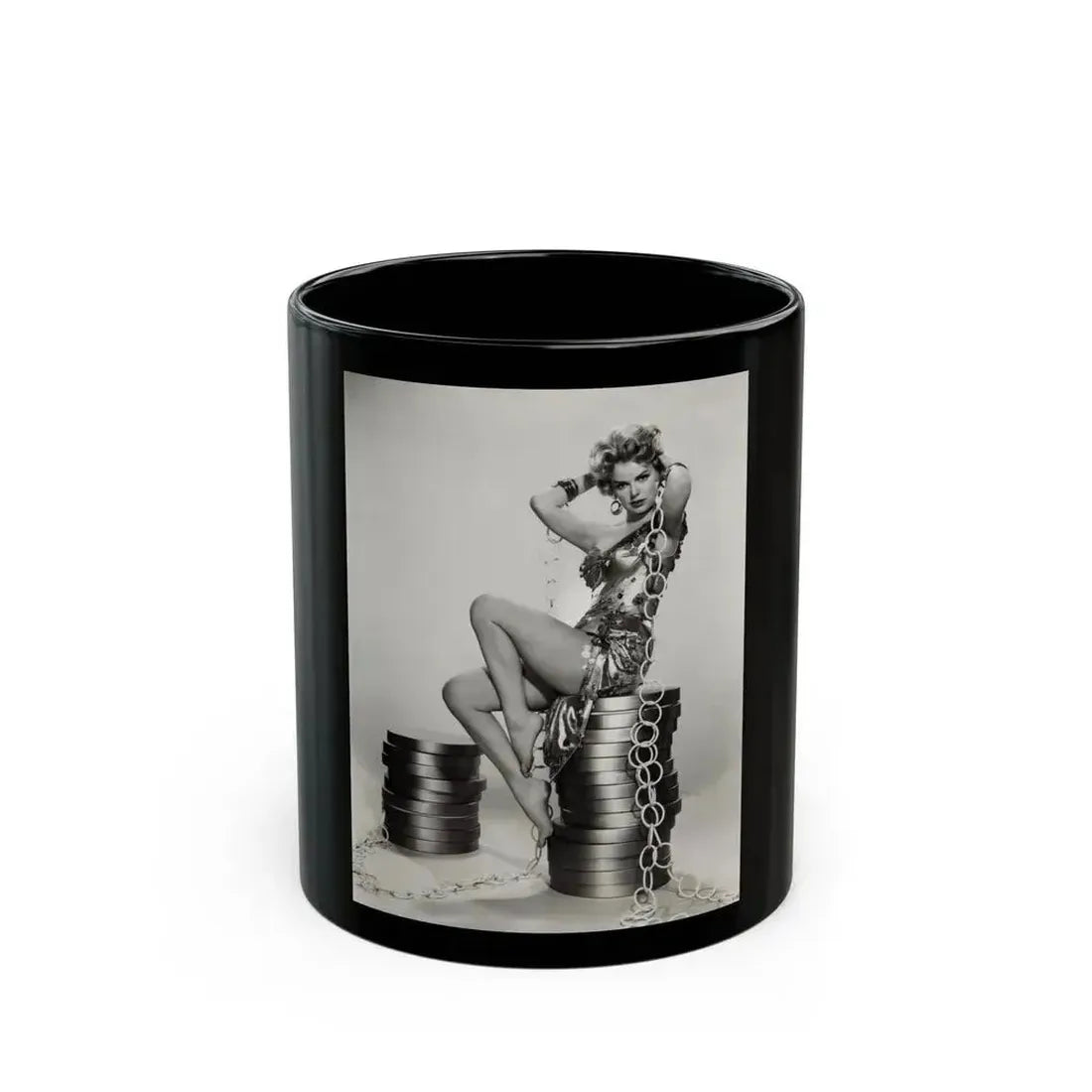 Barbara Lang #42 (Vintage Female Icon) Black Coffee Mug 11oz - Go Mug Yourself