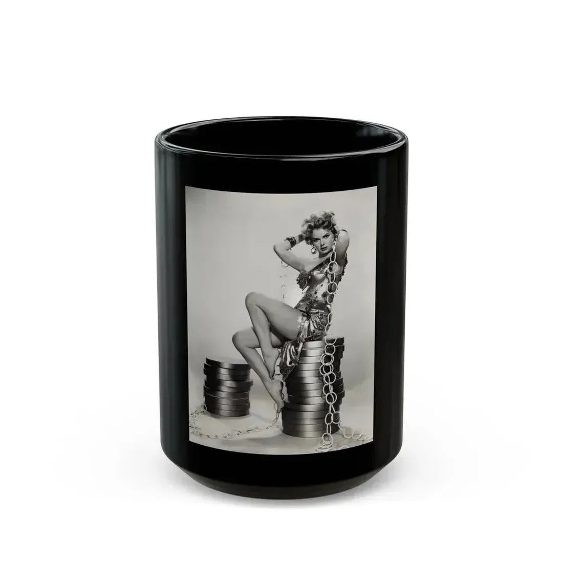 Barbara Lang #42 (Vintage Female Icon) Black Coffee Mug 15oz - Go Mug Yourself