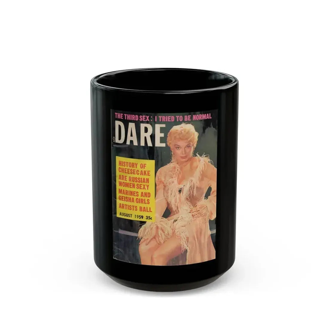 Barbara Nichols #128 - Mag. Cover (Vintage Female Icon) Black Coffee Mug 15oz - Go Mug Yourself