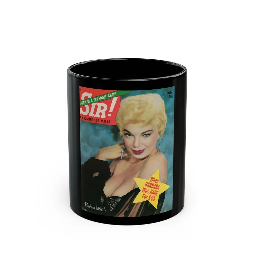Barbara Nichols #20 - Mag. Cover (Vintage Female Icon) Black Coffee Mug 11oz - Go Mug Yourself