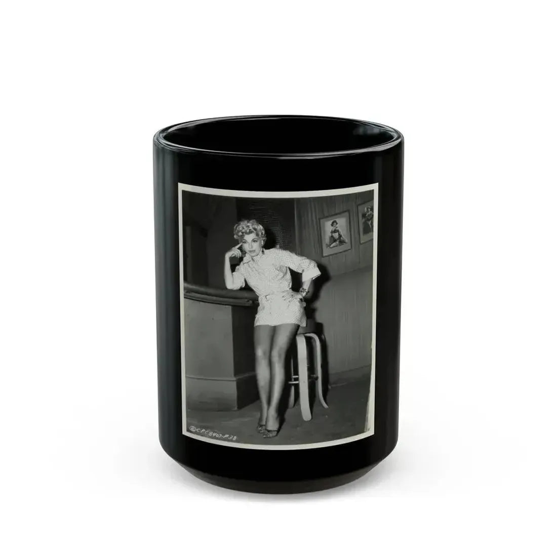 Barbara Nichols #223 (Vintage Female Icon) Black Coffee Mug 15oz - Go Mug Yourself