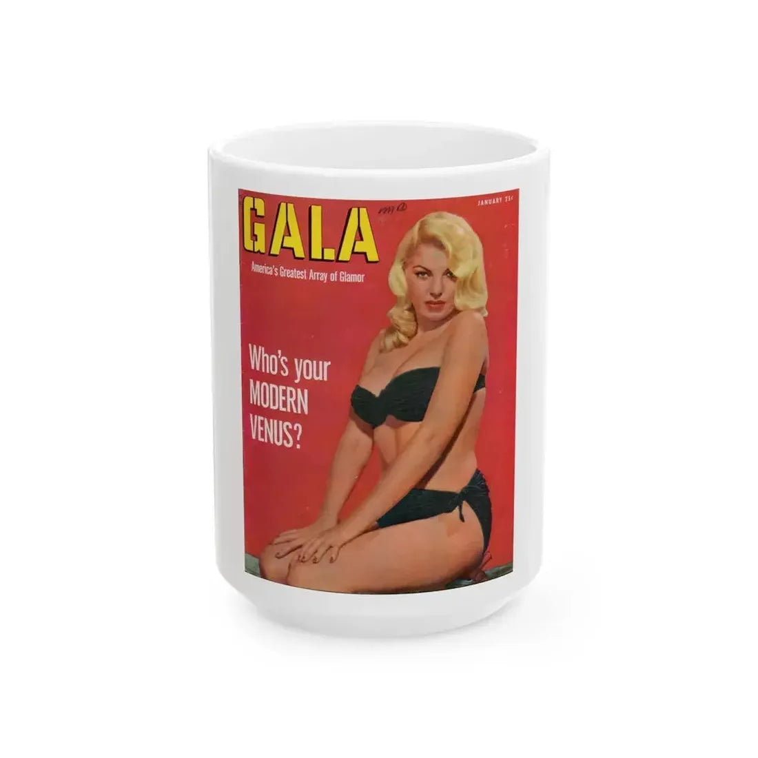 Barbara Nichols #226 - Mag. Cover (Vintage Female Icon) White Coffee Mug 15oz - Go Mug Yourself