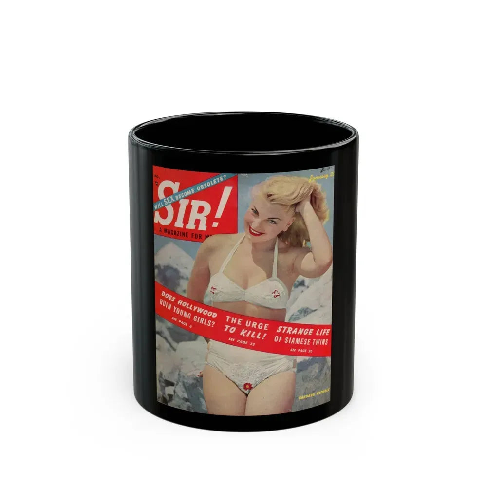 Barbara Nichols #259 - Mag. Cover (Vintage Female Icon) Black Coffee Mug 11oz - Go Mug Yourself