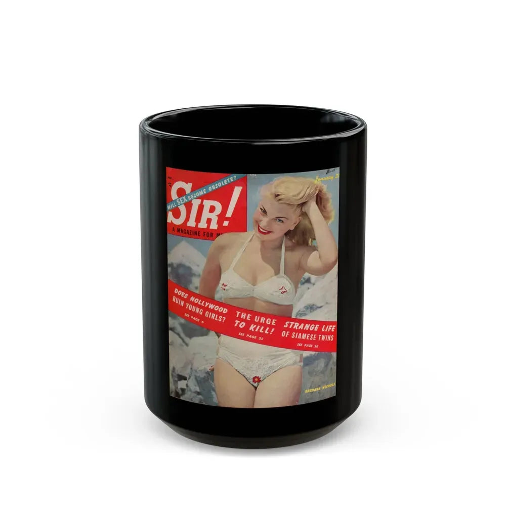 Barbara Nichols #259 - Mag. Cover (Vintage Female Icon) Black Coffee Mug 15oz - Go Mug Yourself