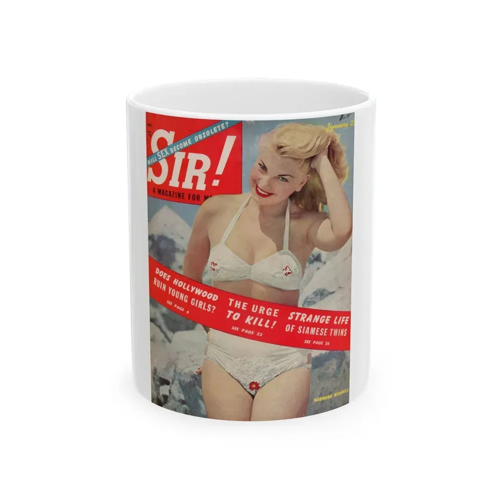 Barbara Nichols #259 - Mag. Cover (Vintage Female Icon) White Coffee Mug 11oz - Go Mug Yourself