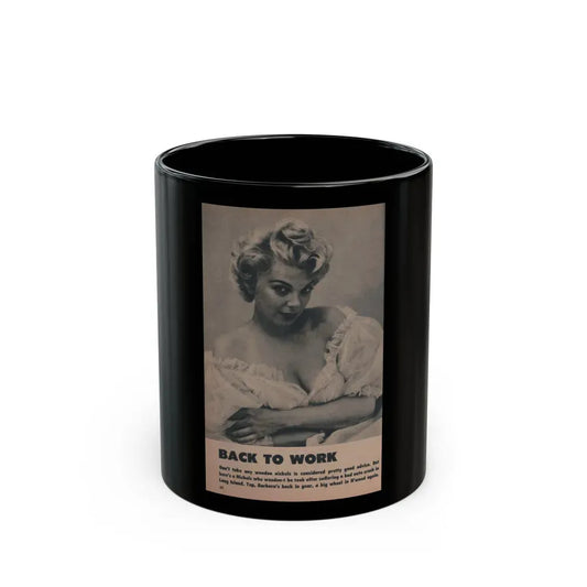 Barbara Nichols #265 - Page 1 of 2 with, 1 B&W & Caption from Tab Pocket Mag. April '59 (Vintage Female Icon) Black Coffee Mug 11oz - Go Mug Yourself