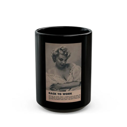Barbara Nichols #265 - Page 1 of 2 with, 1 B&W & Caption from Tab Pocket Mag. April '59 (Vintage Female Icon) Black Coffee Mug 15oz - Go Mug Yourself