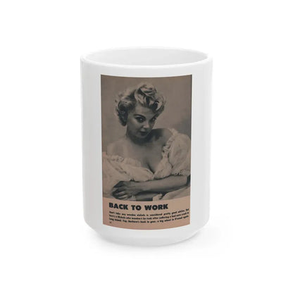 Barbara Nichols #265 - Page 1 of 2 with, 1 B&W & Caption from Tab Pocket Mag. April '59 (Vintage Female Icon) White Coffee Mug 15oz - Go Mug Yourself