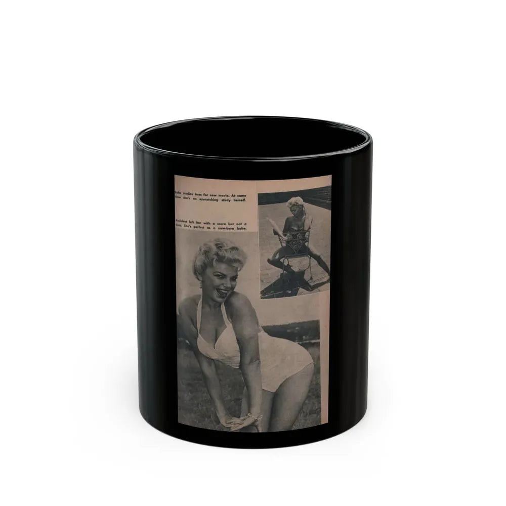 Barbara Nichols #266 - Page 1 of 2 with, 2 B&W Photos & 2 Captions from Tab Pocket Mag. April '59 (Vintage Female Icon) Black Coffee Mug 11oz - Go Mug Yourself