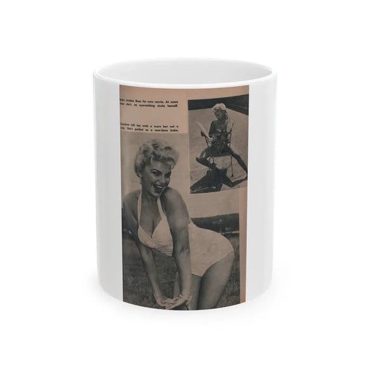 Barbara Nichols #266 - Page 1 of 2 with, 2 B&W Photos & 2 Captions from Tab Pocket Mag. April '59 (Vintage Female Icon) White Coffee Mug 11oz - Go Mug Yourself