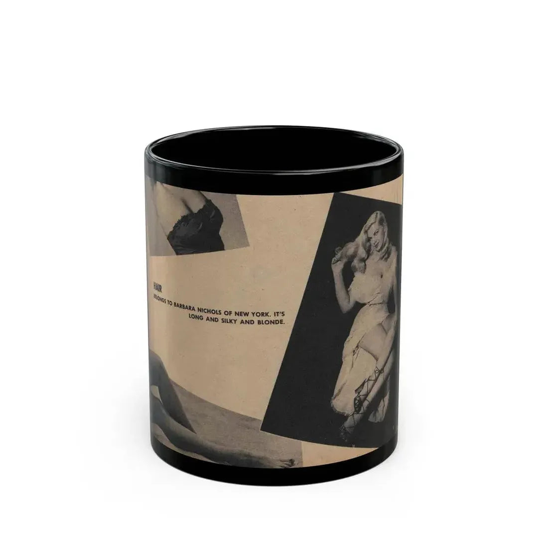 Barbara Nichols #267 - 1 Page with, 1 small B&W Photo & Caption from Cover Girls Models Mag. '53 (Vintage Female Icon) Black Coffee Mug 11oz - Go Mug Yourself