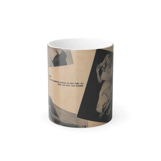 Barbara Nichols #267 - 1 Page with, 1 small B&W Photo & Caption from Cover Girls Models Mag. '53 (Vintage Female Icon) Color Changing Coffee Mug 11oz - Go Mug Yourself