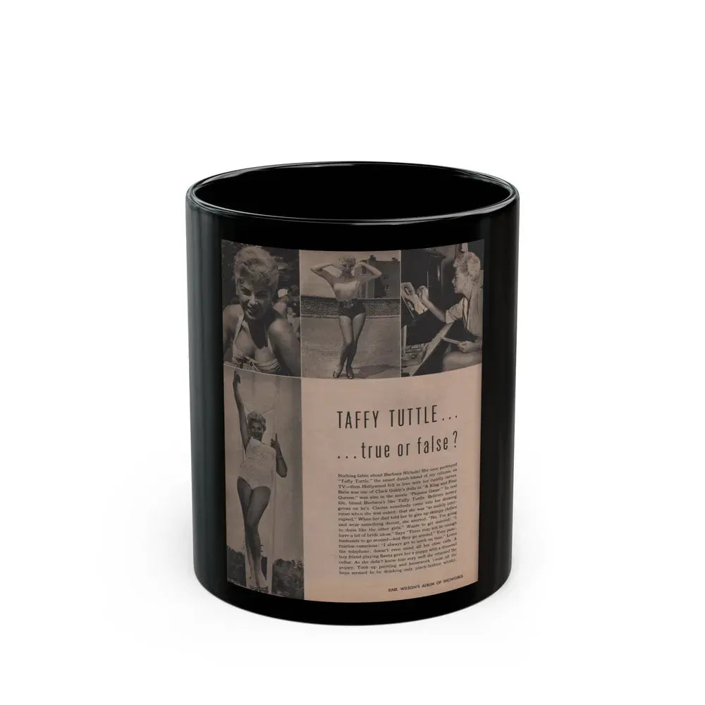Barbara Nichols #285 - Page 1 of 2 with, 4 B&W Photos & Article from Earl Wilson's Showgirls Mag. '56 (Vintage Female Icon) Black Coffee Mug 11oz - Go Mug Yourself