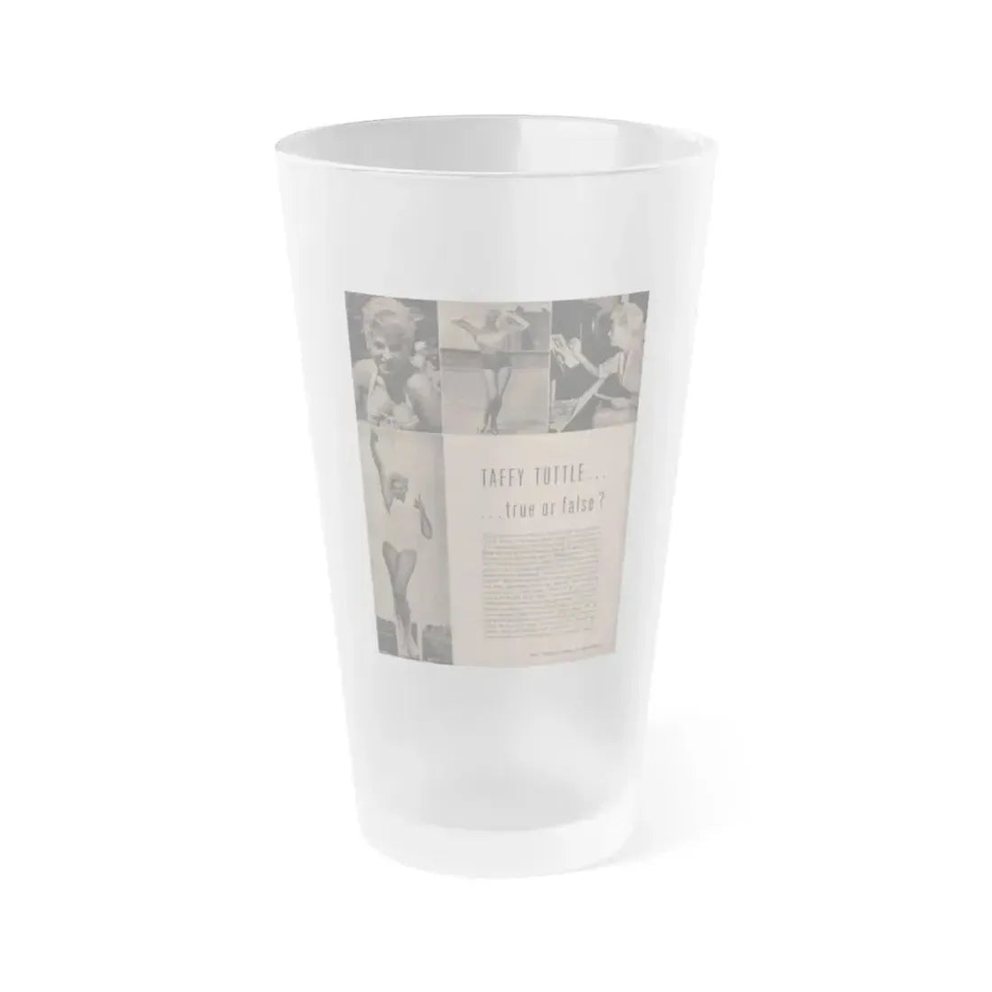 Barbara Nichols #285 - Page 1 of 2 with, 4 B&W Photos & Article from Earl Wilson's Showgirls Mag. '56 (Vintage Female Icon) Frosted Pint Glass 16oz 16oz Frosted - Go Mug Yourself