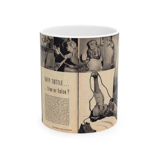 Barbara Nichols #287 - Pages 2 of 2 with, 8 B&W Photos & Short Article from Earl Wilson's Showgirls Mag. '56 (Vintage Female Icon) White Coffee Mug 11oz - Go Mug Yourself