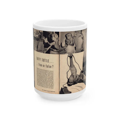 Barbara Nichols #287 - Pages 2 of 2 with, 8 B&W Photos & Short Article from Earl Wilson's Showgirls Mag. '56 (Vintage Female Icon) White Coffee Mug 15oz - Go Mug Yourself