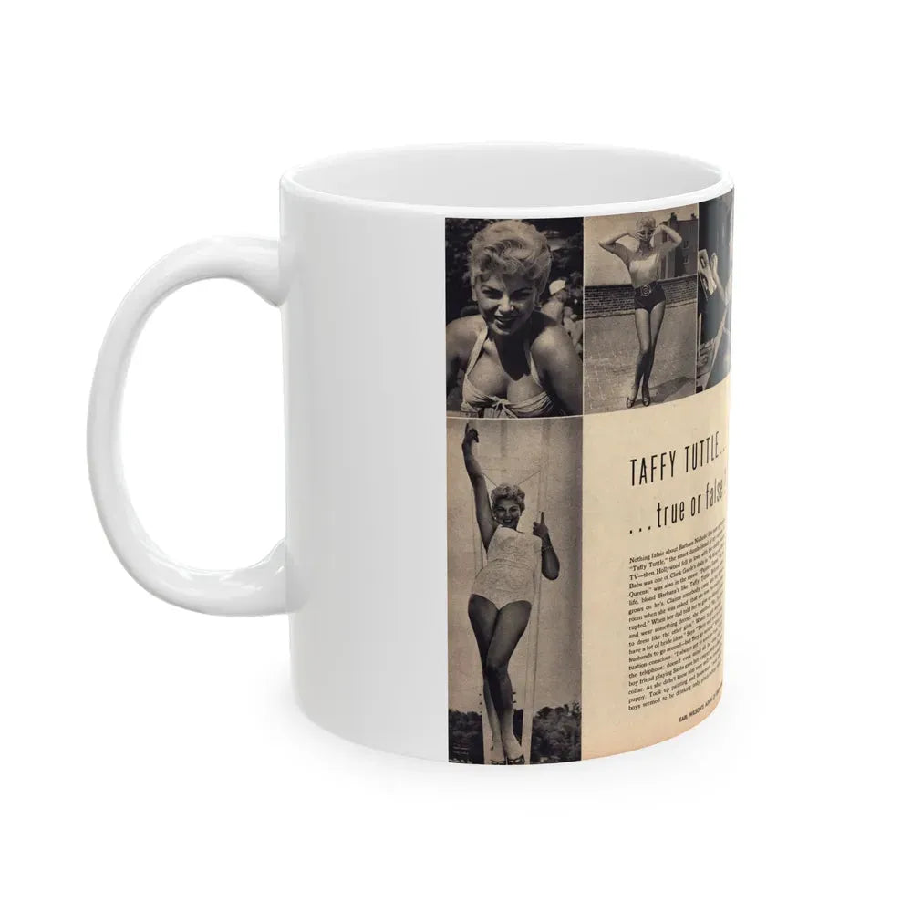 Barbara Nichols #287 - Pages 2 of 2 with, 8 B&W Photos & Short Article from Earl Wilson's Showgirls Mag. '56 (Vintage Female Icon) White Coffee Mug - Go Mug Yourself