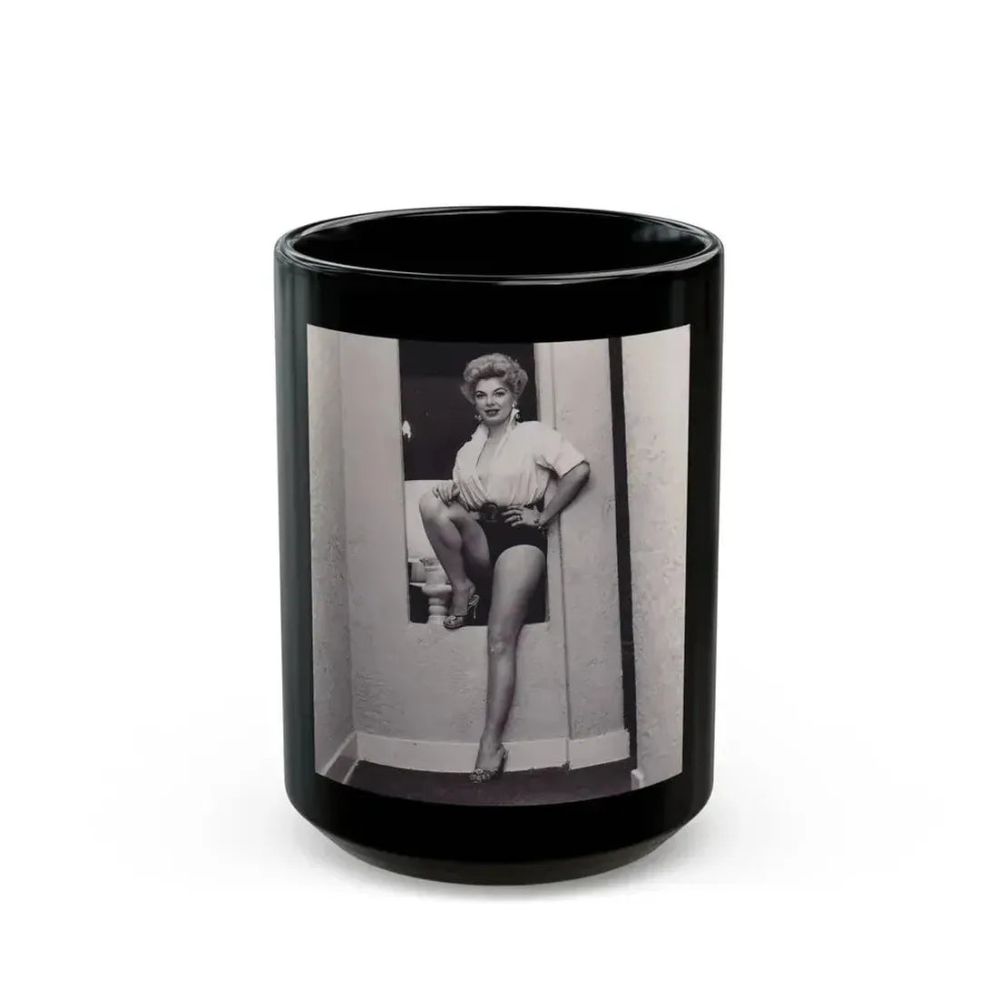 Barbara Nichols #298 (Vintage Female Icon) Black Coffee Mug 15oz - Go Mug Yourself
