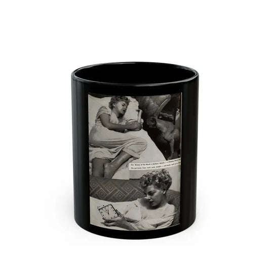 Barbara Nichols #323 - Page 1 of 7 with, 2 B&W Photos from American Beauties Mag. Fall '53 (Vintage Female Icon) Black Coffee Mug 11oz - Go Mug Yourself