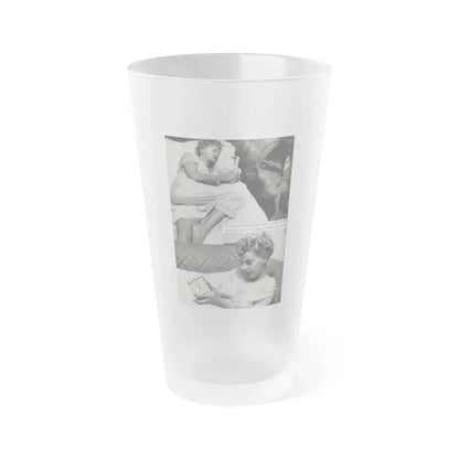 Barbara Nichols #323 - Page 1 of 7 with, 2 B&W Photos from American Beauties Mag. Fall '53 (Vintage Female Icon) Frosted Pint Glass 16oz 16oz Frosted - Go Mug Yourself