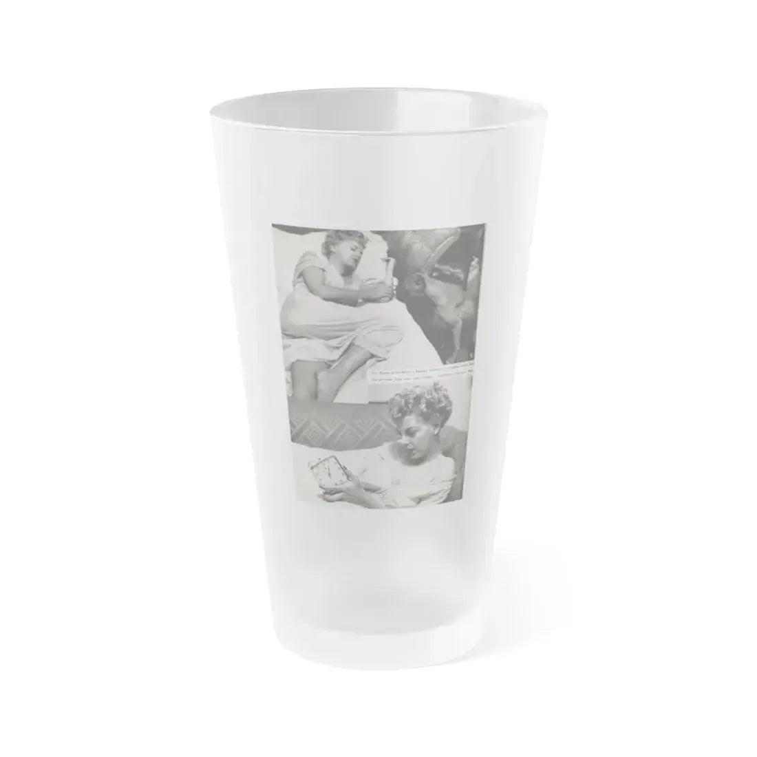 Barbara Nichols #323 - Page 1 of 7 with, 2 B&W Photos from American Beauties Mag. Fall '53 (Vintage Female Icon) Frosted Pint Glass 16oz 16oz Frosted - Go Mug Yourself