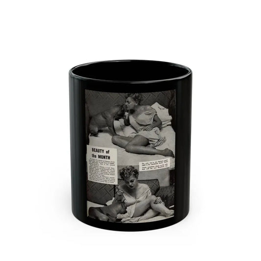 Barbara Nichols #324 - Page 2 of 7 with, 2 B&W Photos from American Beauties Mag. Fall '53 (Vintage Female Icon) Black Coffee Mug 11oz - Go Mug Yourself