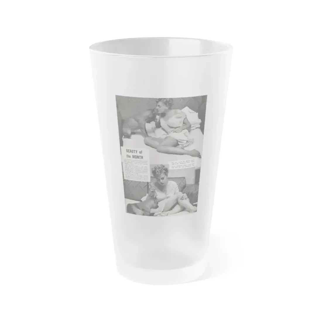 Barbara Nichols #324 - Page 2 of 7 with, 2 B&W Photos from American Beauties Mag. Fall '53 (Vintage Female Icon) Frosted Pint Glass 16oz 16oz Frosted - Go Mug Yourself