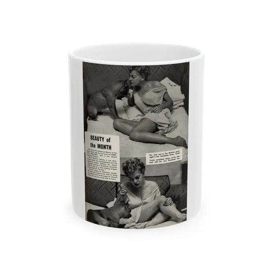 Barbara Nichols #324 - Page 2 of 7 with, 2 B&W Photos from American Beauties Mag. Fall '53 (Vintage Female Icon) White Coffee Mug 11oz - Go Mug Yourself