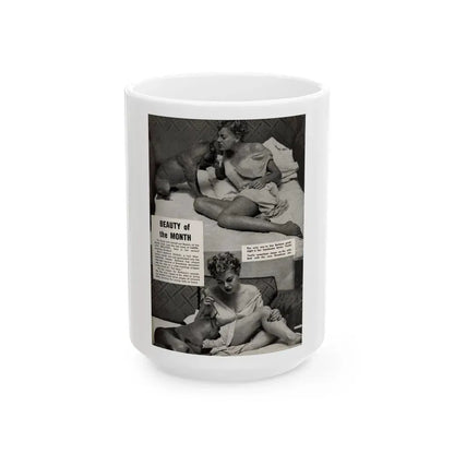 Barbara Nichols #324 - Page 2 of 7 with, 2 B&W Photos from American Beauties Mag. Fall '53 (Vintage Female Icon) White Coffee Mug 15oz - Go Mug Yourself