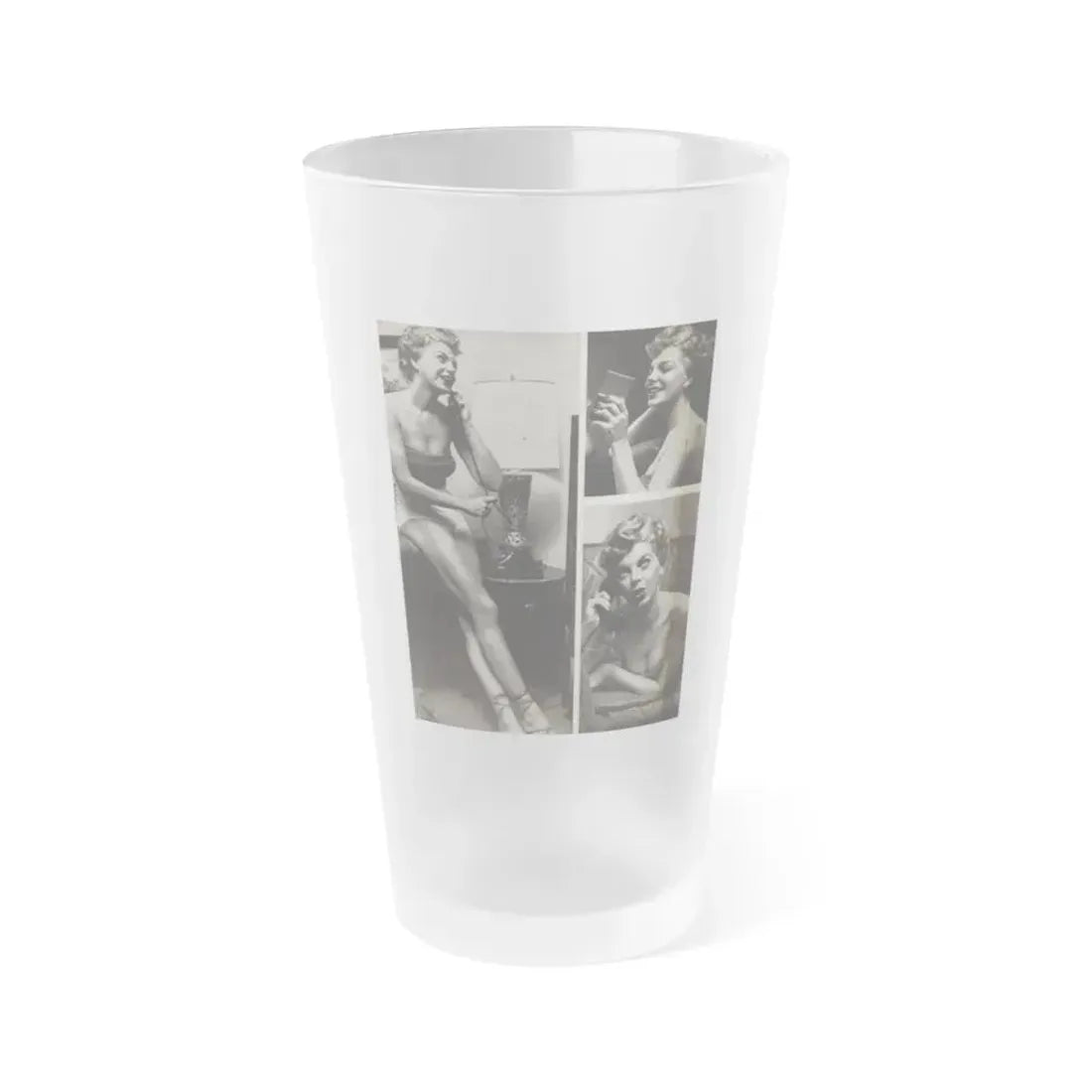 Barbara Nichols #325 - Page 3 of 7 with, 3 B&W Photos from American Beauties Mag. Fall '53 (Vintage Female Icon) Frosted Pint Glass 16oz 16oz Frosted - Go Mug Yourself