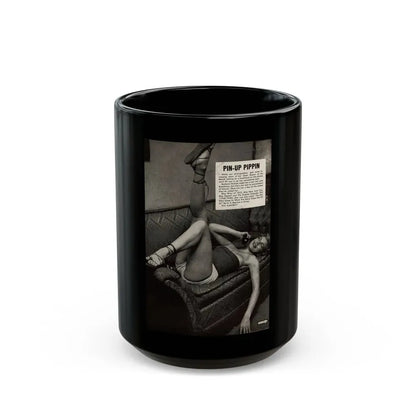 Barbara Nichols #326 - Page 4 of 7 with, 1 B&W Photo & Article from American Beauties Mag. Fall '53 (Vintage Female Icon) Black Coffee Mug 15oz - Go Mug Yourself