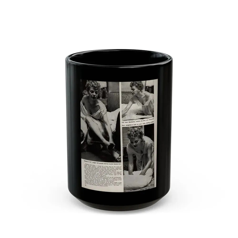 Barbara Nichols #327 - Page 5 of 7 with, 3 B&W Photos from American Beauties Mag. Fall '53 (Vintage Female Icon) Black Coffee Mug 15oz - Go Mug Yourself