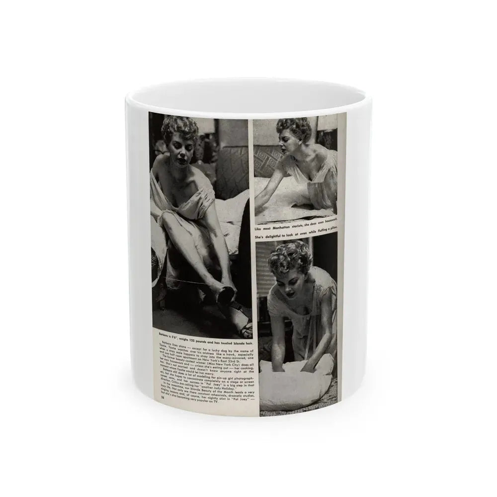 Barbara Nichols #327 - Page 5 of 7 with, 3 B&W Photos from American Beauties Mag. Fall '53 (Vintage Female Icon) White Coffee Mug 11oz - Go Mug Yourself