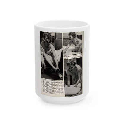 Barbara Nichols #327 - Page 5 of 7 with, 3 B&W Photos from American Beauties Mag. Fall '53 (Vintage Female Icon) White Coffee Mug 15oz - Go Mug Yourself