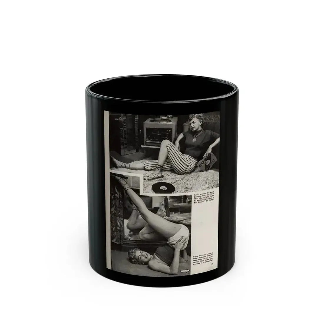 Barbara Nichols #328 - Page 6 of 7 with, 2 B&W Photos from American Beauties Mag. Fall '53 (Vintage Female Icon) Black Coffee Mug 11oz - Go Mug Yourself