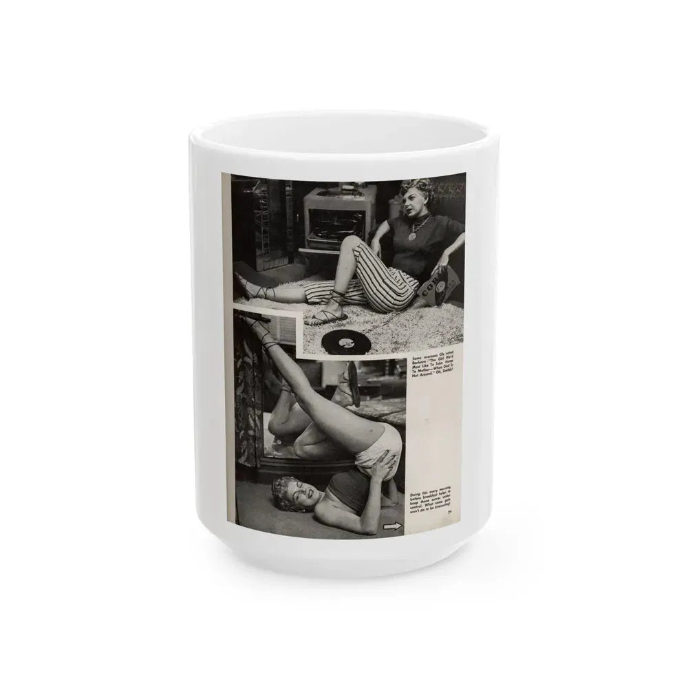 Barbara Nichols #328 - Page 6 of 7 with, 2 B&W Photos from American Beauties Mag. Fall '53 (Vintage Female Icon) White Coffee Mug 15oz - Go Mug Yourself
