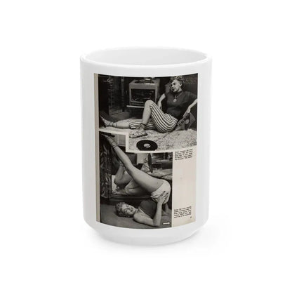 Barbara Nichols #328 - Page 6 of 7 with, 2 B&W Photos from American Beauties Mag. Fall '53 (Vintage Female Icon) White Coffee Mug 15oz - Go Mug Yourself