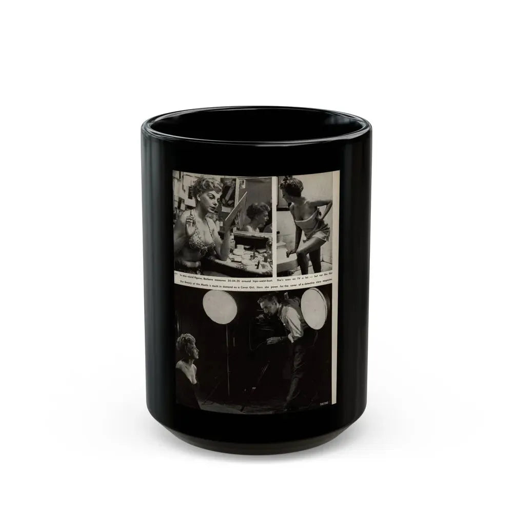 Barbara Nichols #329 - Page 7 of 7 with, 3 B&W Photos from American Beauties Mag. Fall '53 (Vintage Female Icon) Black Coffee Mug 15oz - Go Mug Yourself