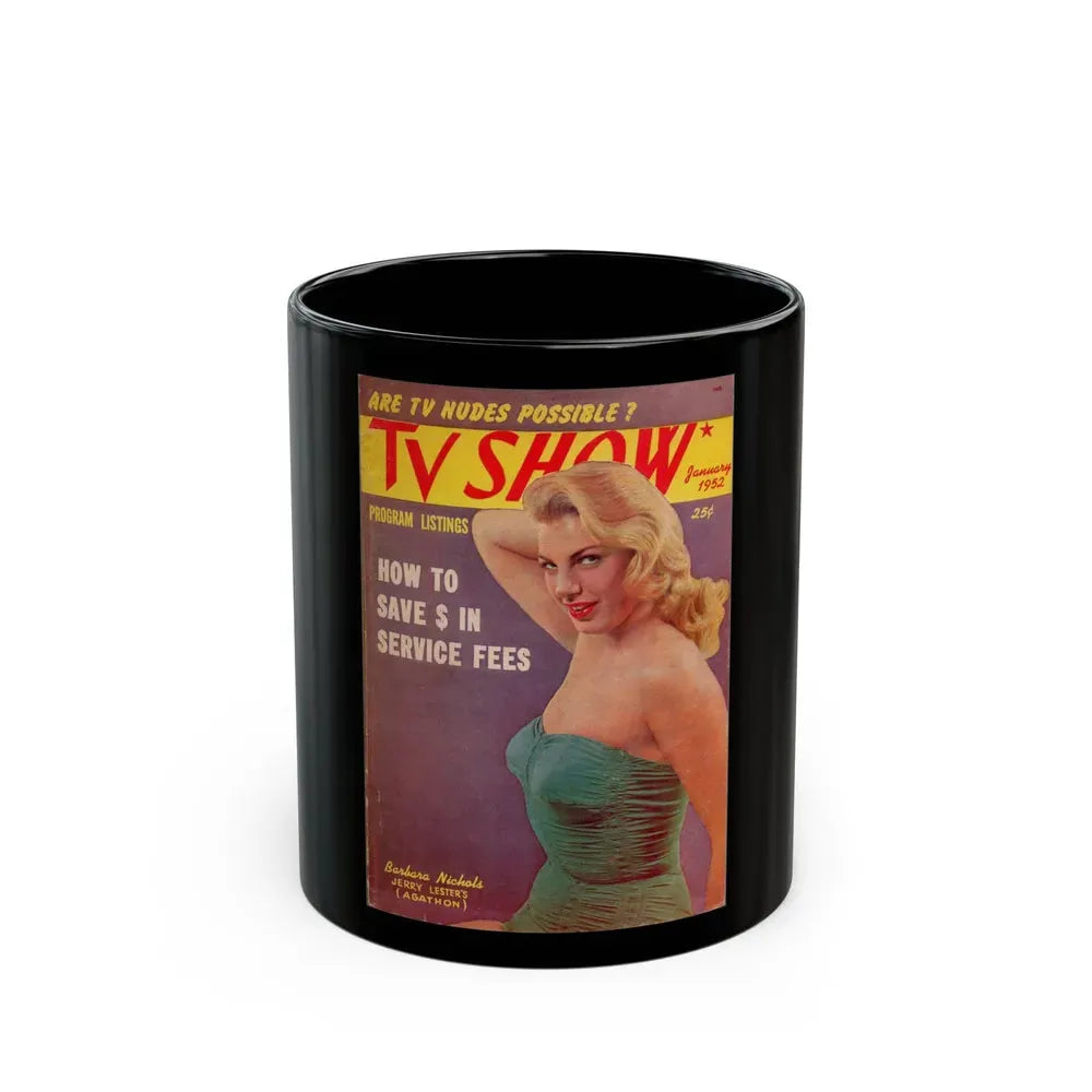 Barbara Nichols #330 - Mag. Cover (Vintage Female Icon) Black Coffee Mug 11oz - Go Mug Yourself