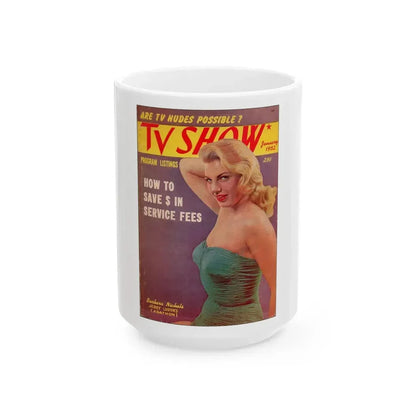 Barbara Nichols #330 - Mag. Cover (Vintage Female Icon) White Coffee Mug 15oz - Go Mug Yourself