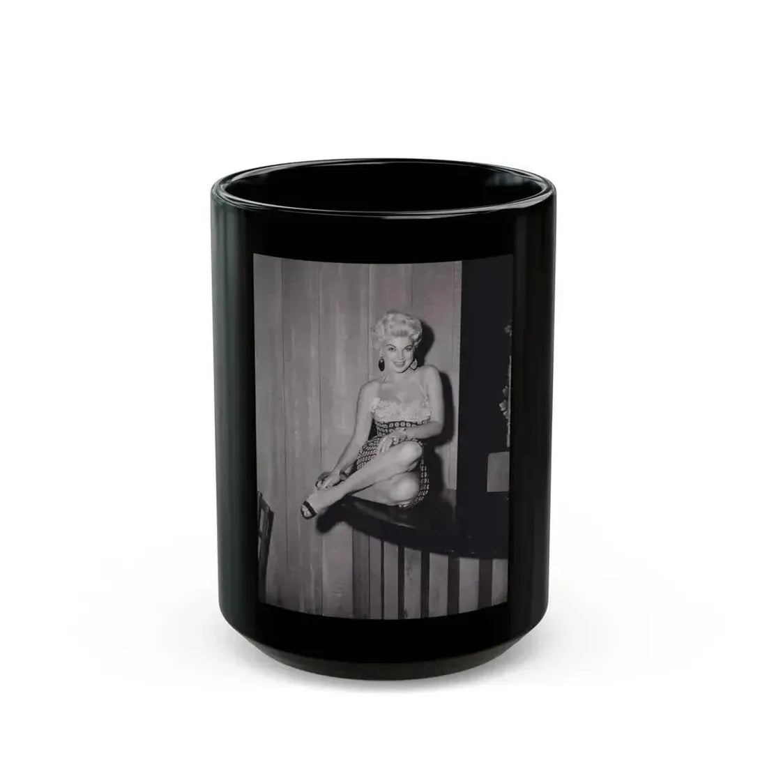 Barbara Nichols #346 (Vintage Female Icon) Black Coffee Mug 15oz - Go Mug Yourself