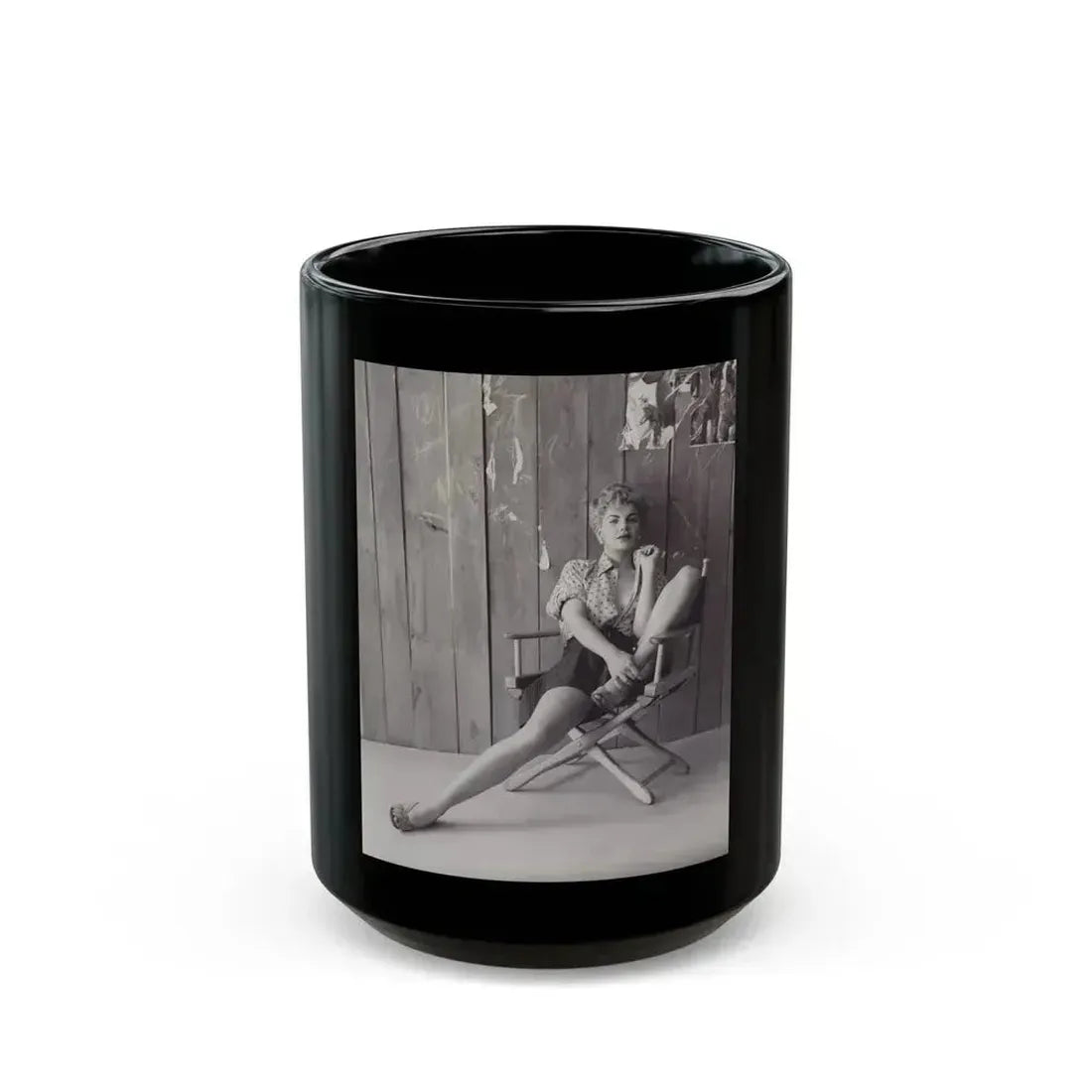 Barbara Nichols #350 (Vintage Female Icon) Black Coffee Mug 15oz - Go Mug Yourself