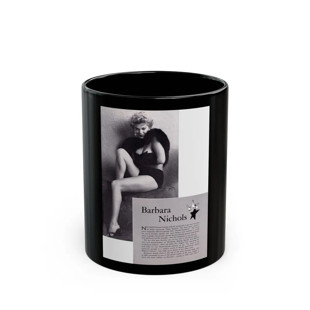 Barbara Nichols #367 (Vintage Female Icon) Black Coffee Mug-11oz-Go Mug Yourself